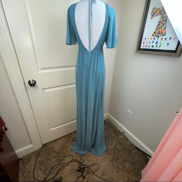 NEW Show Me Your MuMu Faye Flutter Maxi Dress Blue XS - Picture 13 of 17